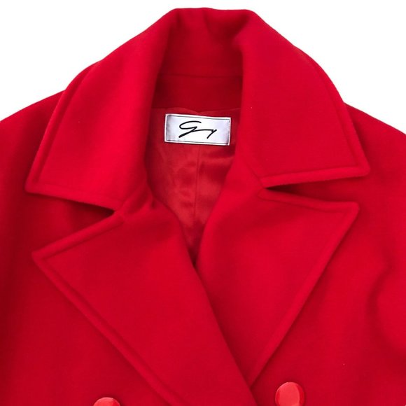 GY Pure New Wool Red Coat Jacket Double Breasted Italy Vintage Womens Size 6 EUC - Picture 2 of 13